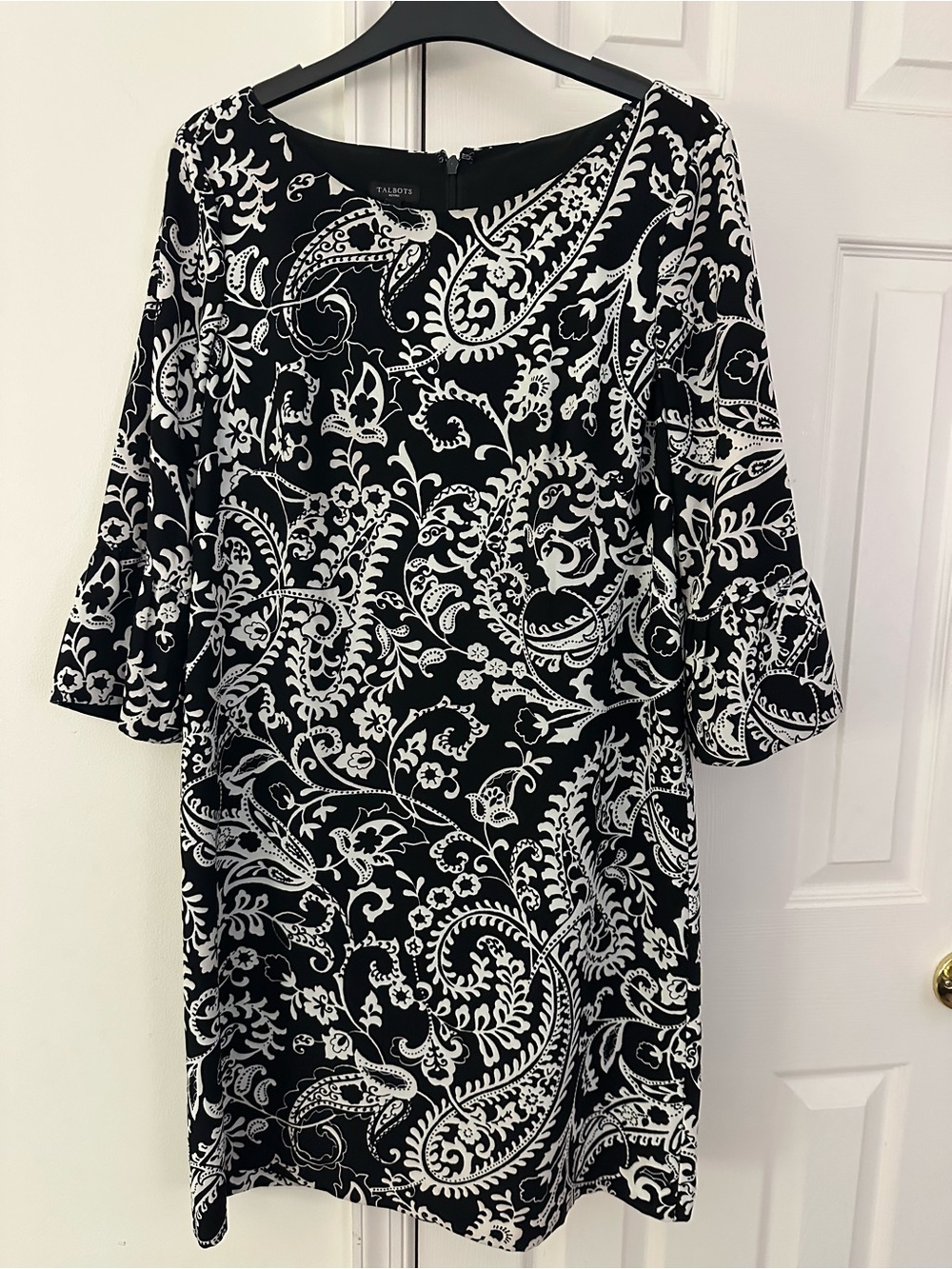 Talbots Black and White Paisley Petite Dress